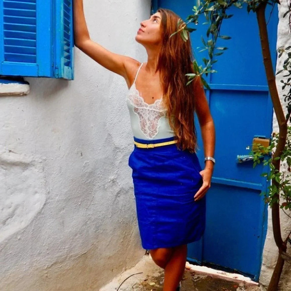 Vintage -  Royal Blue High-Waisted Skirt - Picture 3 of 3